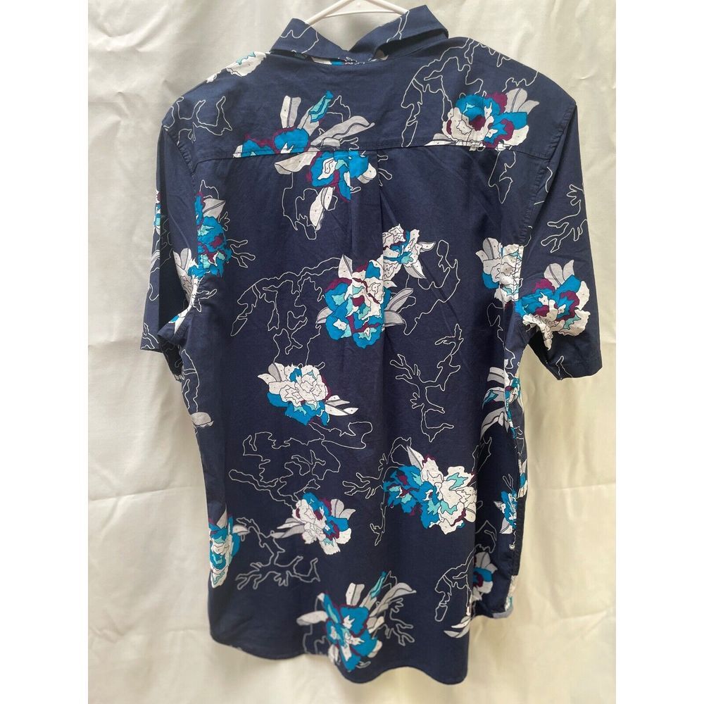 Vans Men's Classic Fit SS Button Up Floral‎ Blue Paint By Numbers Shirt M - Picture 2 of 4